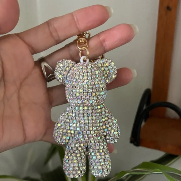 Sparkling Bear Keychain with Gold and Silver Accents - Picture 5 of 5